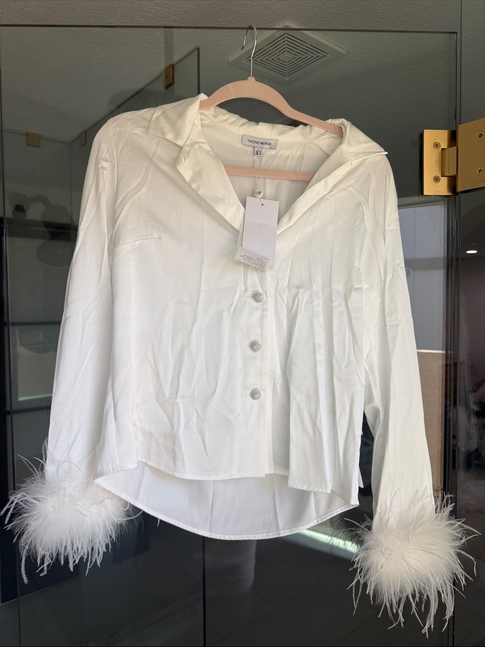 Nadine Merabi Taylor Bridal Top with Feathers
